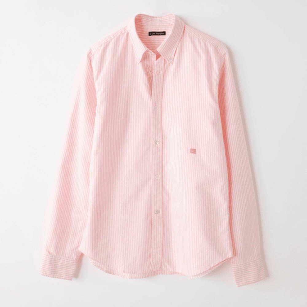 Acne Studio Ohio Face Stripped Cotton White/Pink Shirt